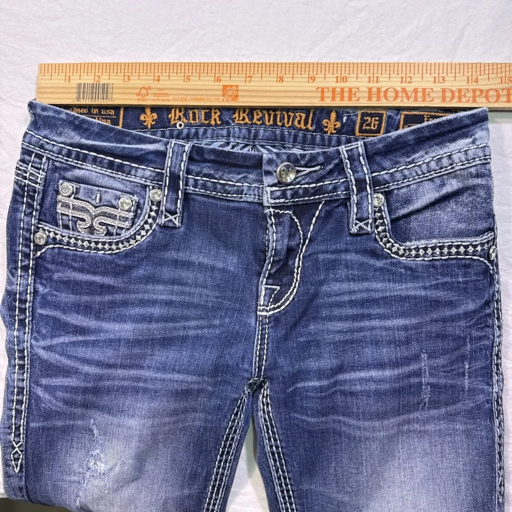 Rock Revival Jeans Women 27   BENITA  SKINNY  rhinestones embelished